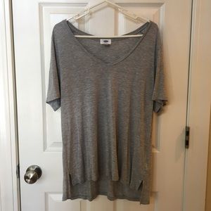 Old Navy Heather Grey V-Neck Short Sleeve Tee